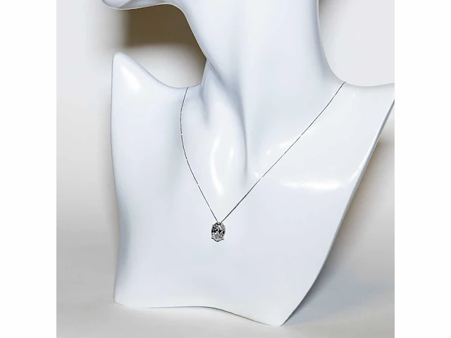 18 karaat witgouden ketting met 3,01 crt. diamant. - afbeelding 4 van  9
