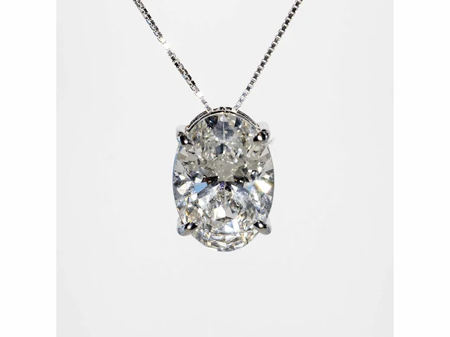 18 karaat witgouden ketting met 3,01 crt. diamant. - afbeelding 6 van  9