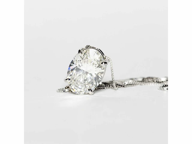 18 karaat witgouden ketting met 3,01 crt. diamant. - afbeelding 7 van  9