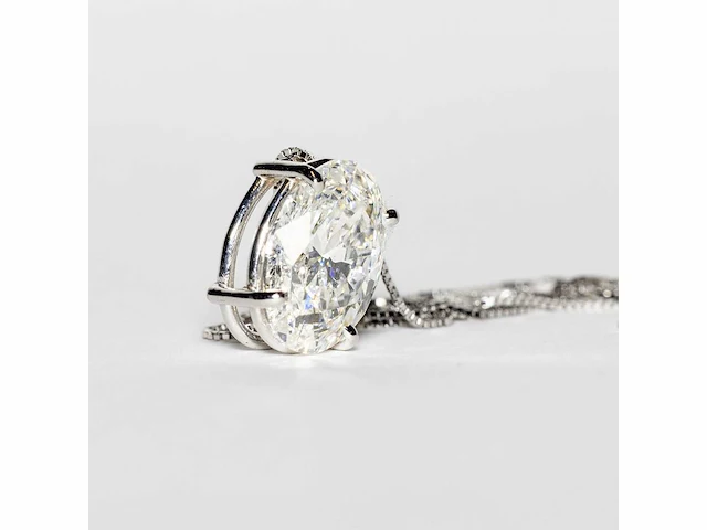 18 karaat witgouden ketting met 3,01 crt. diamant. - afbeelding 8 van  9