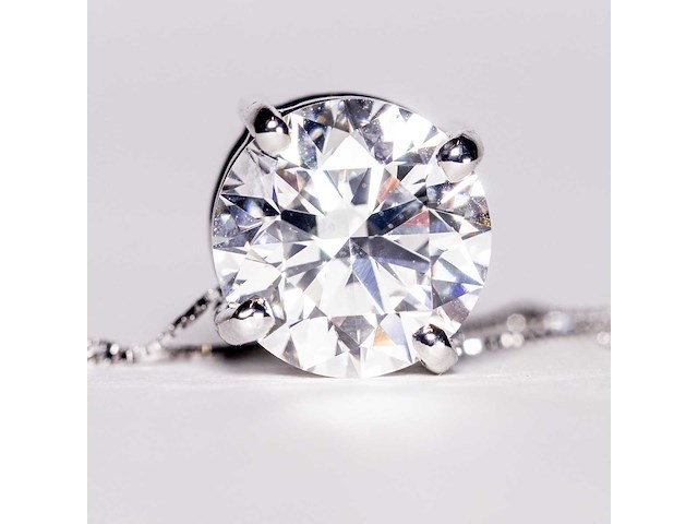 18 karaat witgouden ketting met 4,00 crt. diamant - afbeelding 6 van  9
