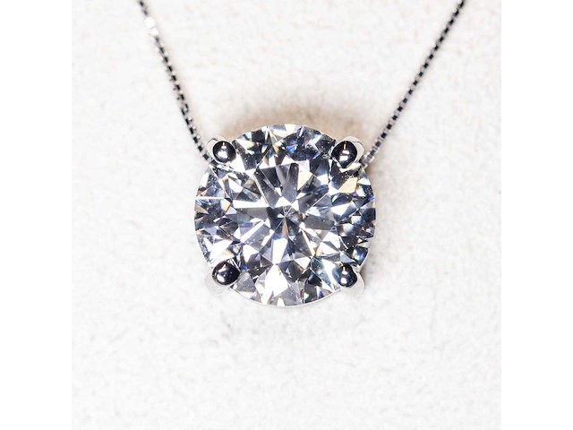 18 karaat witgouden ketting met 4,00 crt. diamant - afbeelding 8 van  9