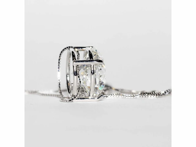 18 karaat witgouden ketting met 5,04 crt. diamant. - afbeelding 10 van  13