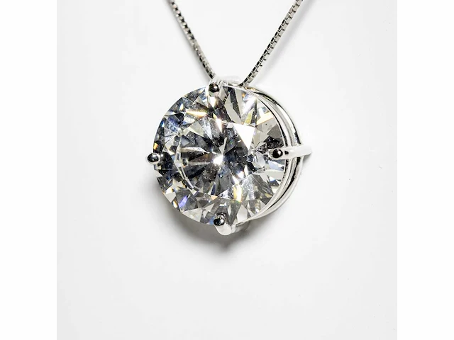 18 karaat witgouden ketting met 5,04 crt. diamant. - afbeelding 11 van  13