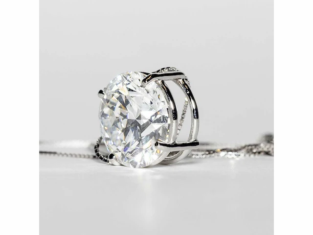 18 karaat witgouden ketting met 5,04 crt. diamant. - afbeelding 12 van  13
