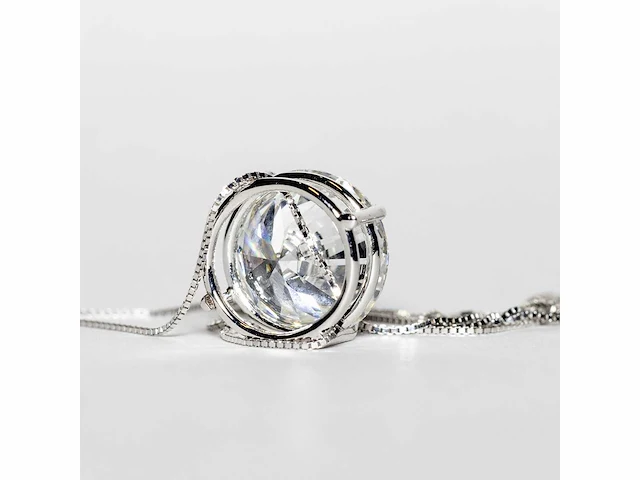 18 karaat witgouden ketting met 5,04 crt. diamant. - afbeelding 13 van  13