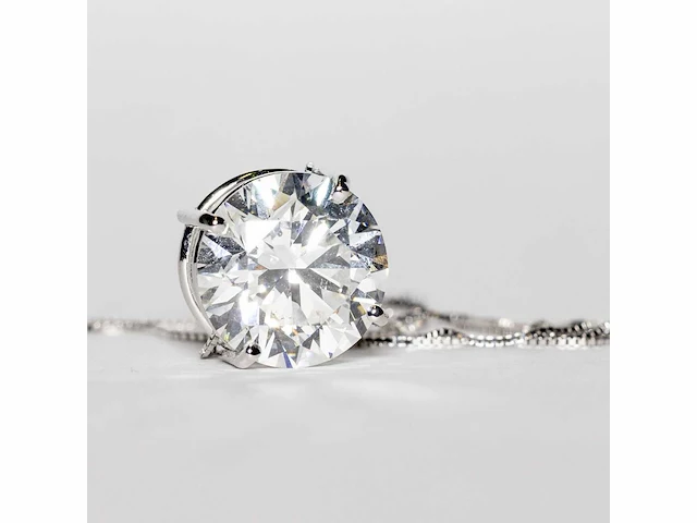 18 karaat witgouden ketting met 5,04 crt. diamant. - afbeelding 2 van  13