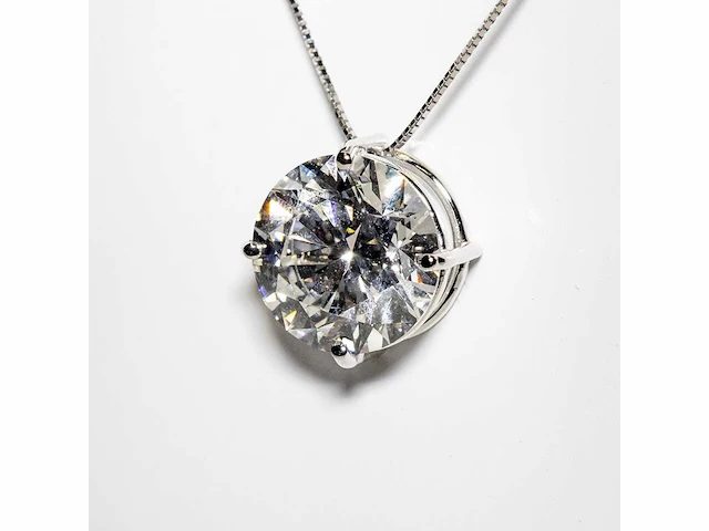 18 karaat witgouden ketting met 5,04 crt. diamant. - afbeelding 3 van  13