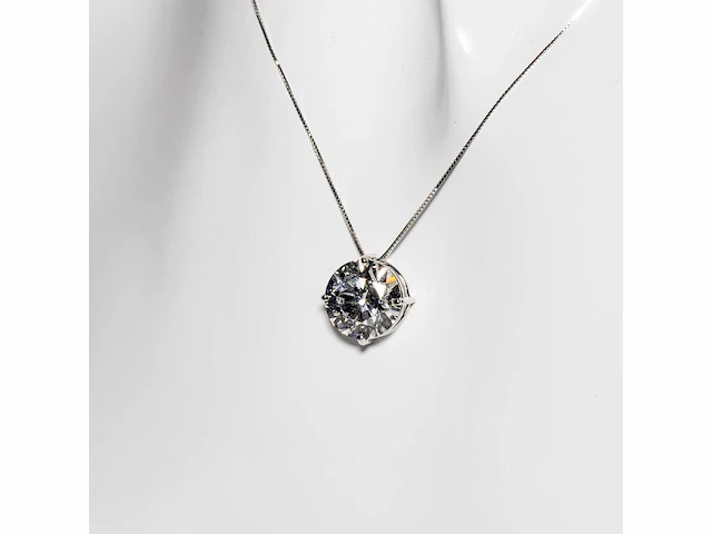 18 karaat witgouden ketting met 5,04 crt. diamant. - afbeelding 7 van  13