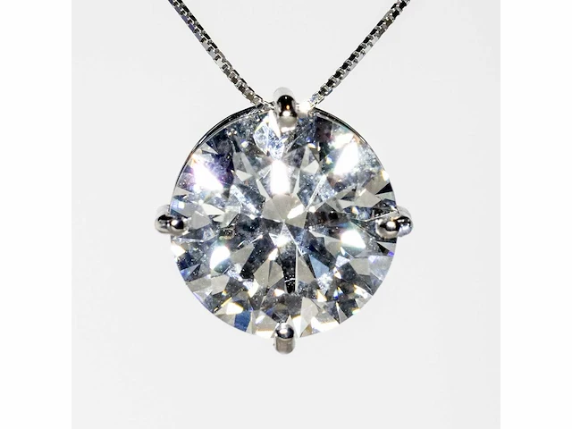 18 karaat witgouden ketting met 5,04 crt. diamant. - afbeelding 8 van  13