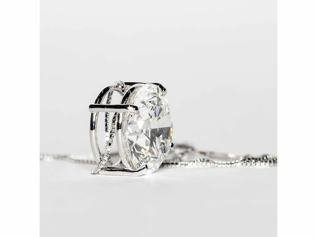 18 karaat witgouden ketting met 5,04 crt. diamant. - afbeelding 9 van  13