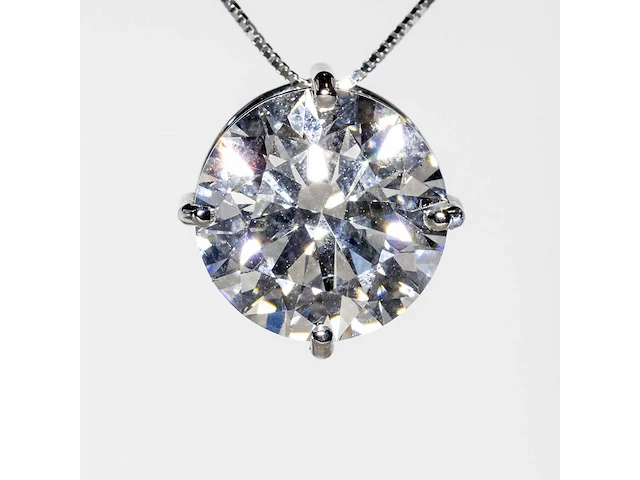 18 karaat witgouden ketting met 5,04 crt. diamant. - afbeelding 1 van  13