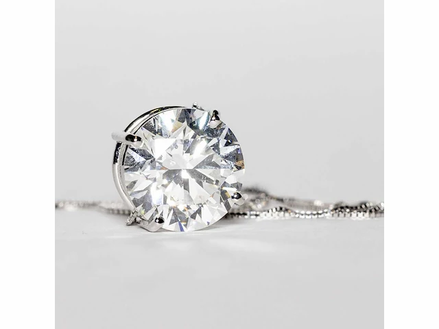 18 karaat witgouden ketting met 5,04 crt. diamant. - afbeelding 8 van  13