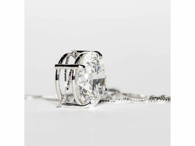 18 karaat witgouden ketting met 5,04 crt. diamant. - afbeelding 10 van  13