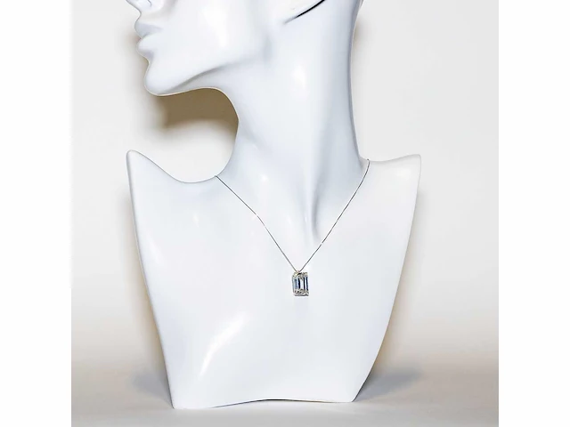 18 karaat witgouden ketting met 7,01 crt. diamant - afbeelding 1 van  8