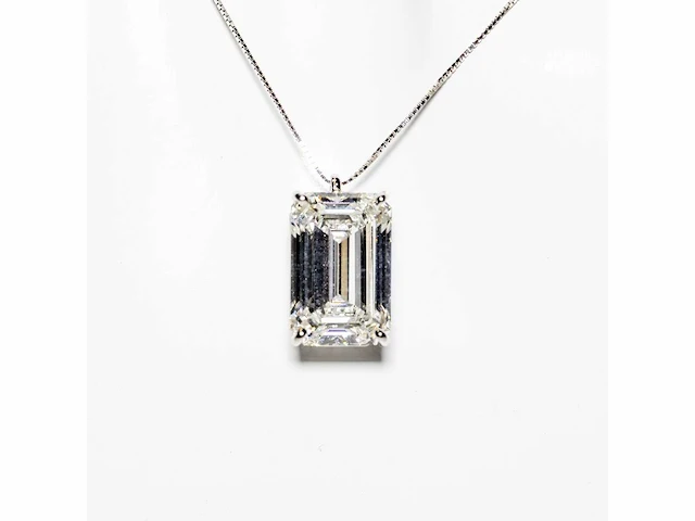 18 karaat witgouden ketting met 7,01 crt. diamant - afbeelding 3 van  8