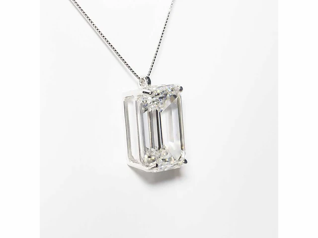 18 karaat witgouden ketting met 7,01 crt. diamant - afbeelding 6 van  8