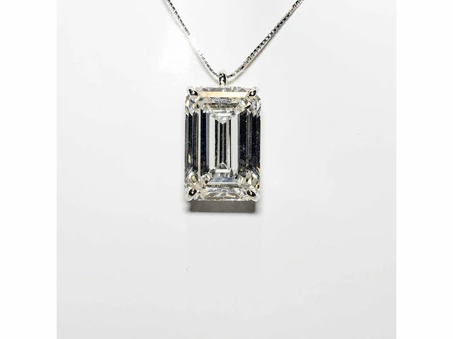 18 karaat witgouden ketting met 7,01 crt. diamant - afbeelding 7 van  8
