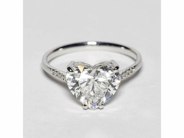 18 karaat witgouden ring met 3,07 crt. diamant. - afbeelding 5 van  11