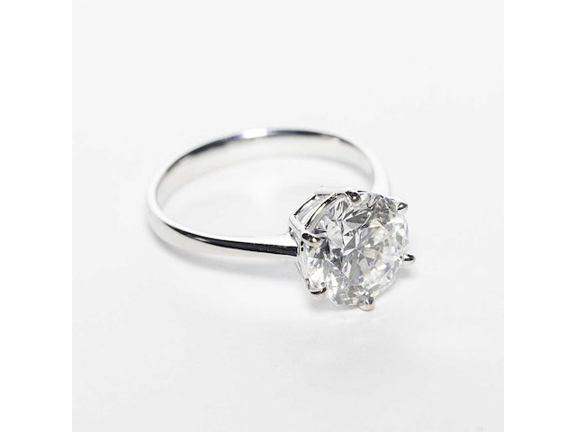18 karaat witgouden ring met 4,08 crt. diamant. - afbeelding 4 van  13