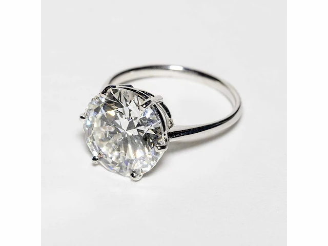 18 karaat witgouden ring met 7,05 crt. diamant. - afbeelding 6 van  15