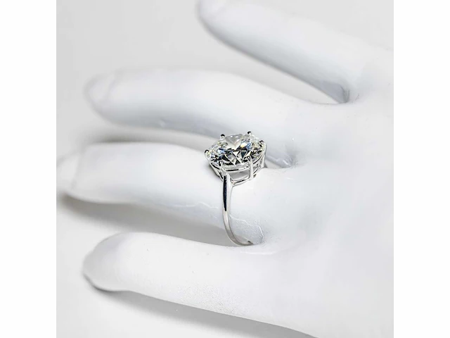 18 karaat witgouden ring met 7,05 crt. diamant. - afbeelding 9 van  15