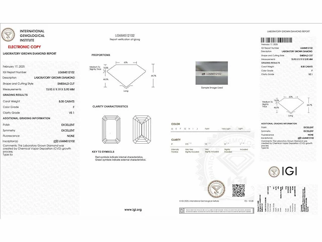 18 karaat witgouden ring met 8,05 crt. diamant. - afbeelding 11 van  18