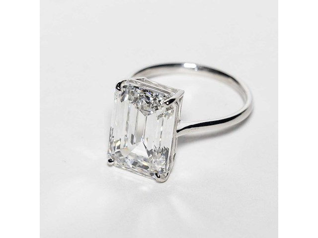 18 karaat witgouden ring met 8,05 crt. diamant. - afbeelding 5 van  18