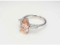 18 karaat witgouden ring met roze 4,41 crt. diamant - afbeelding 3 van  9