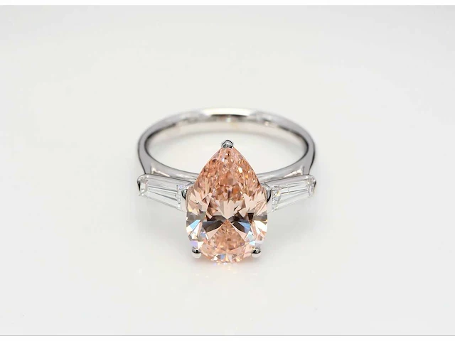 18 karaat witgouden ring met roze 4,41 crt. diamant - afbeelding 5 van  9