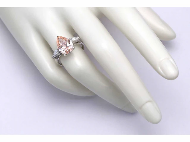 18 karaat witgouden ring met roze 4,41 crt. diamant - afbeelding 6 van  9