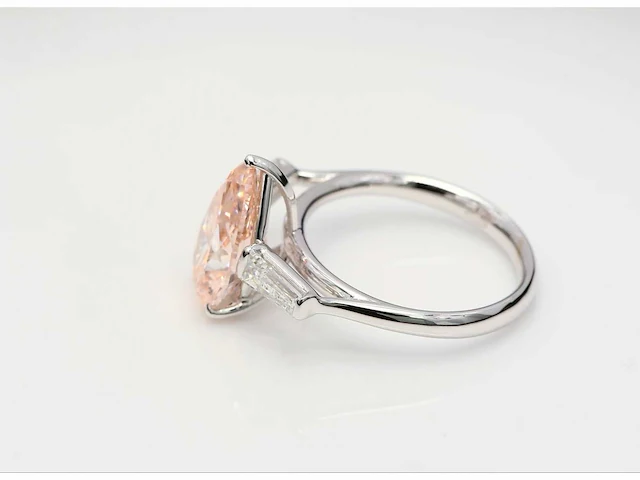 18 karaat witgouden ring met roze 4,41 crt. diamant - afbeelding 7 van  9