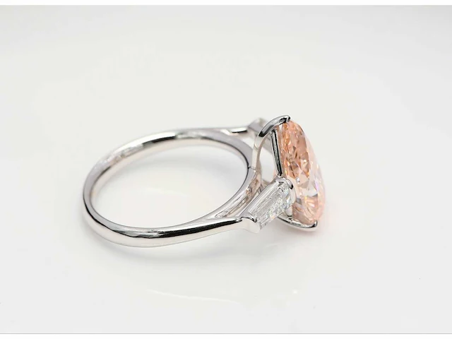 18 karaat witgouden ring met roze 4,41 crt. diamant - afbeelding 8 van  9