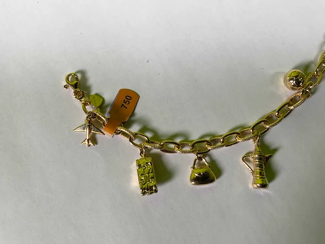 18 karaats geelgouden bedelarmband - afbeelding 2 van  3