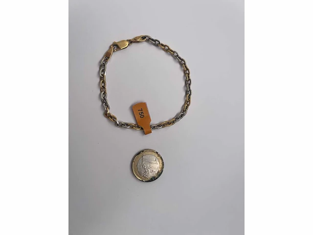 18 karaats wit- en geelgouden armband - afbeelding 2 van  2
