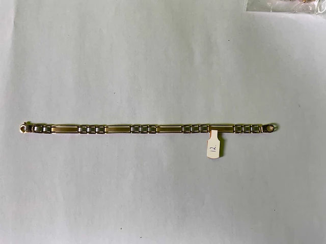 18 karaats wit en geelgouden gematteerde armband - afbeelding 1 van  5