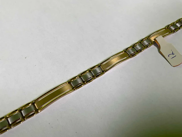 18 karaats wit en geelgouden gematteerde armband - afbeelding 3 van  5