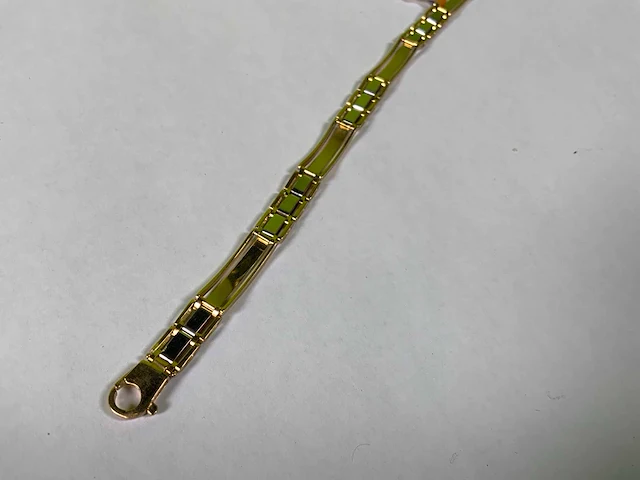 18 karaats wit en geelgouden gematteerde armband - afbeelding 5 van  5