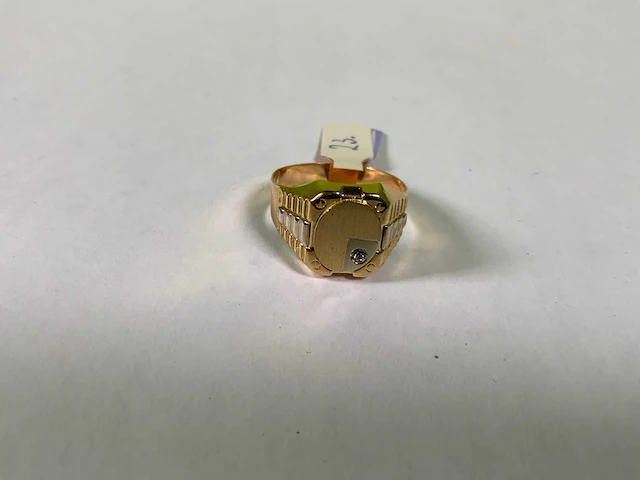 18 karaats wit en geelgouden ring - afbeelding 3 van  4
