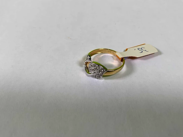 18 karaats wit en geelgouden ring - afbeelding 1 van  4