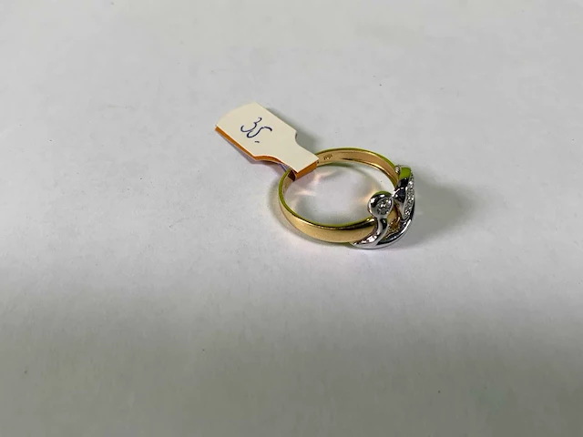 18 karaats wit en geelgouden ring - afbeelding 2 van  4