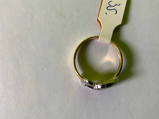 18 karaats wit en geelgouden ring - afbeelding 4 van  4