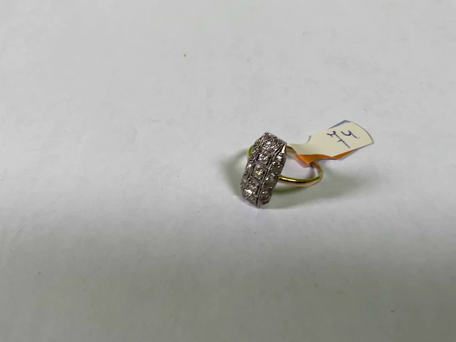 18 karaats wit en geelgouden ring - afbeelding 1 van  3
