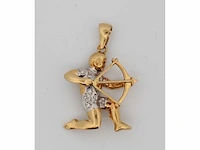 18 krt. geel gouden hanger boogschutter met diamant naturel - afbeelding 1 van  7