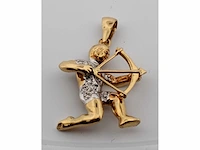 18 krt. geel gouden hanger boogschutter met diamant naturel - afbeelding 4 van  7