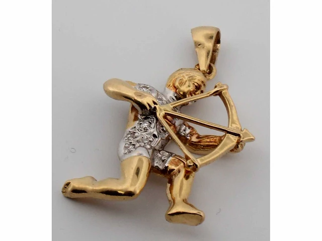 18 krt. geel gouden hanger boogschutter met diamant naturel - afbeelding 6 van  7