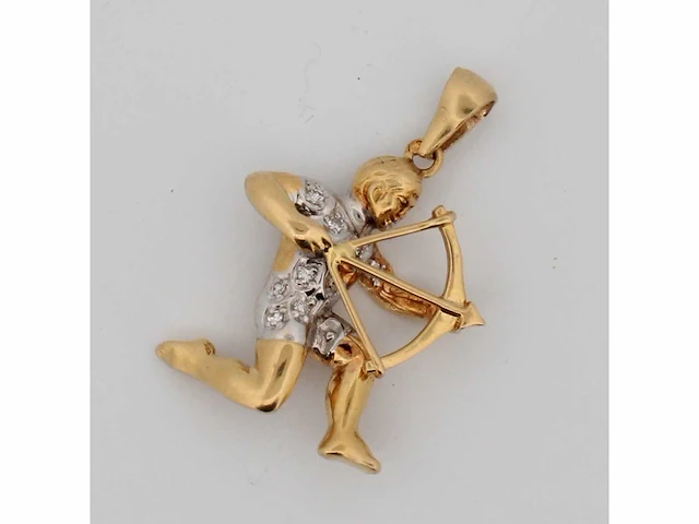 18 krt. geel gouden hanger boogschutter met diamant naturel - afbeelding 7 van  7