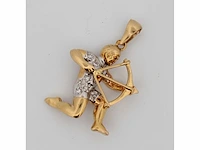 18 krt. geel gouden hanger boogschutter met diamant naturel - afbeelding 7 van  7