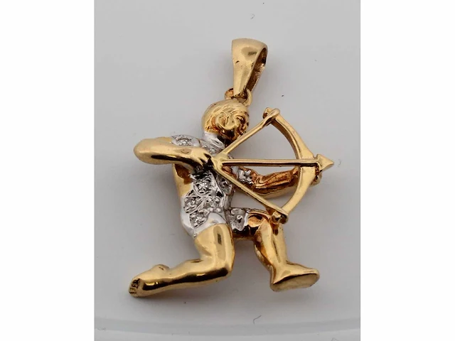 18 krt. geel gouden hanger boogschutter met diamant naturel - afbeelding 4 van  7