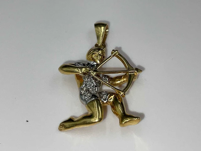 18 krt. geel gouden hanger boogschutter met diamant naturel - afbeelding 1 van  8